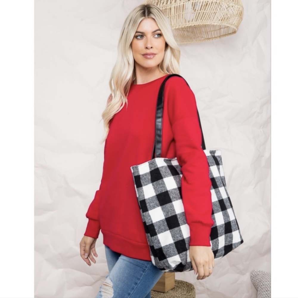 ⚡ LAST 1⚡XL Black Buffalo Plaid Tote